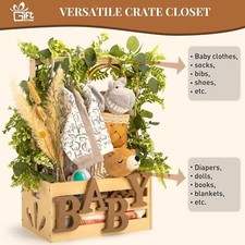 Wooden Baby Shower Crate Closet Baby Storage Crate Hamper for Clothes Toys