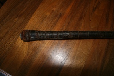 Vintage Flexible Thin Walking Stick Whip Solid Metal Shaft Cane Leather Wrapped