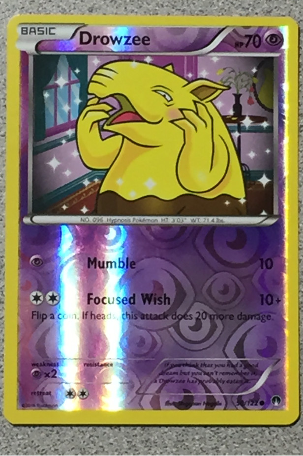 POKEMON - DROWZEE 50/122 - BREAKPOINT - COMMON - REVERSE HOLO FOIL - NM