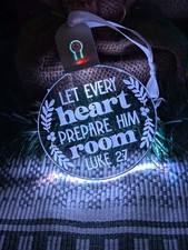 Let Every Heart Prepare Religious Christmas Bauble LED Light Hanging Decoration