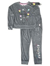 Justice Girls Gray Reindeer Christmas Holidays Pajamas Sleep Set