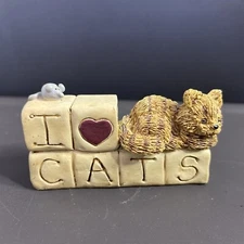 Vintage 2000 Suzi Skoglund I Love Cats Blocks With Cat And Mouse