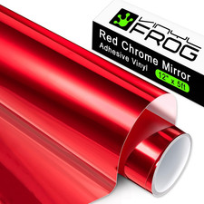 Red Chrome Permanent Vinyl - 12"X60" Glossy Metallic Adhesive Vinyl Roll Mirror