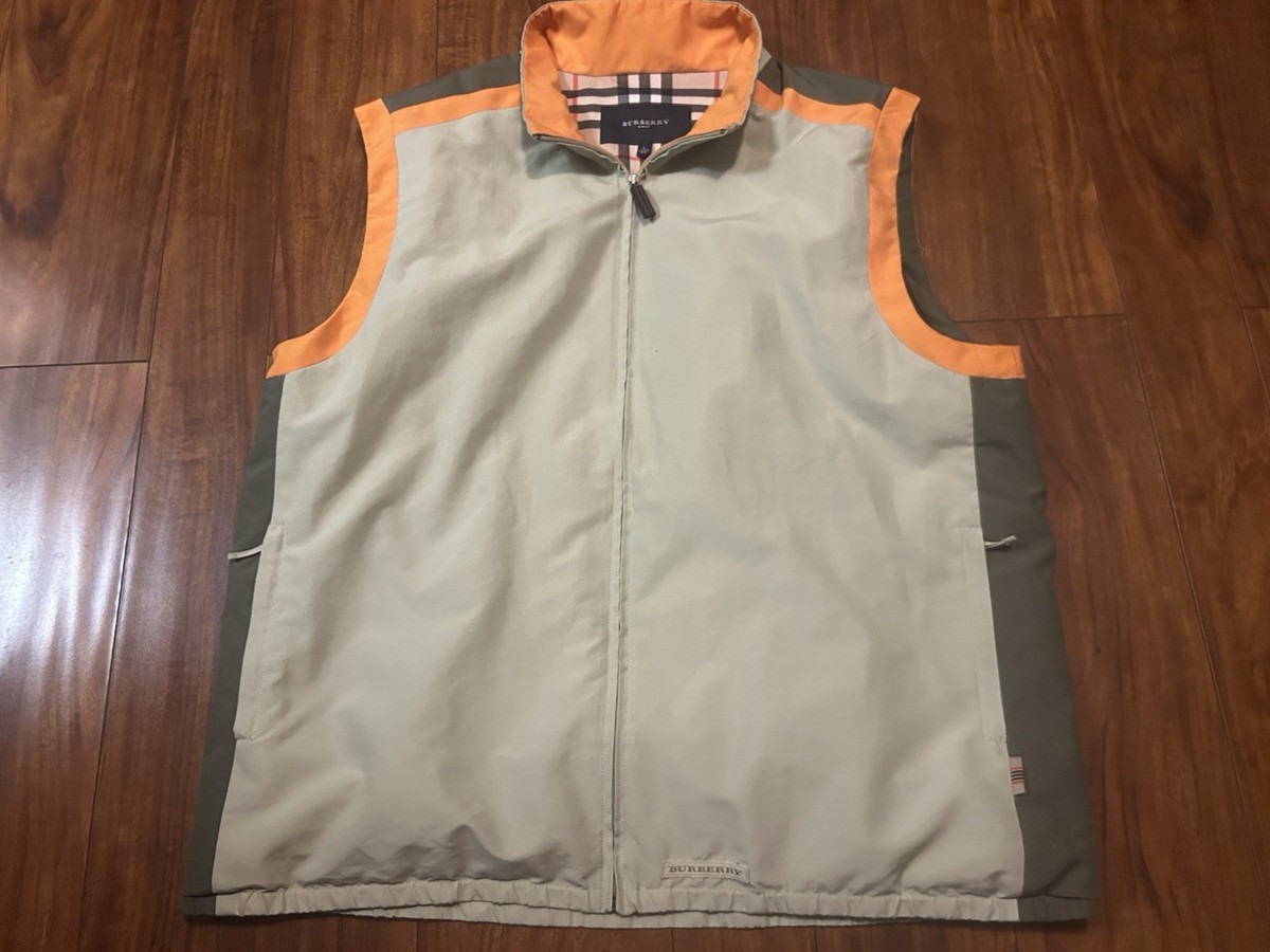 Burberry Golf ⛳️ Zip Up Vest Khaki Forest Green Orange Men’s L