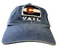 Vail Colorado Hat Cap Adjustable Back Youth Sz 3-7 Blue Denim 100 Cotton