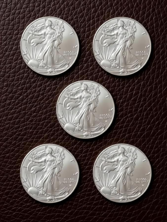 Lot of 5 U.S .999 2023 -1- 0 Z American Eagle C.0.i.n
