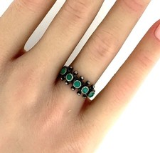 Vintage Zuni Snake Eyes Turquoise Sterling Silver Ring Size 6.5