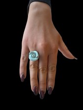 Anello artigianale in Argento 925 con Rosa in Pasta di Turchese 