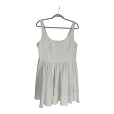 J.Crew White Dress 12 NWT Cotton Fit & Flare Smocked Babydoll Mini Dress Preppy