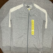 NWT  Puma Ladies Full Zip French Terry Track Jacket - Light Grey Heather Small