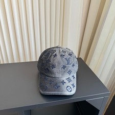 Ami Denim Cap Allover Floral Geometric Embroidery Curved Brim Adjustable Hat
