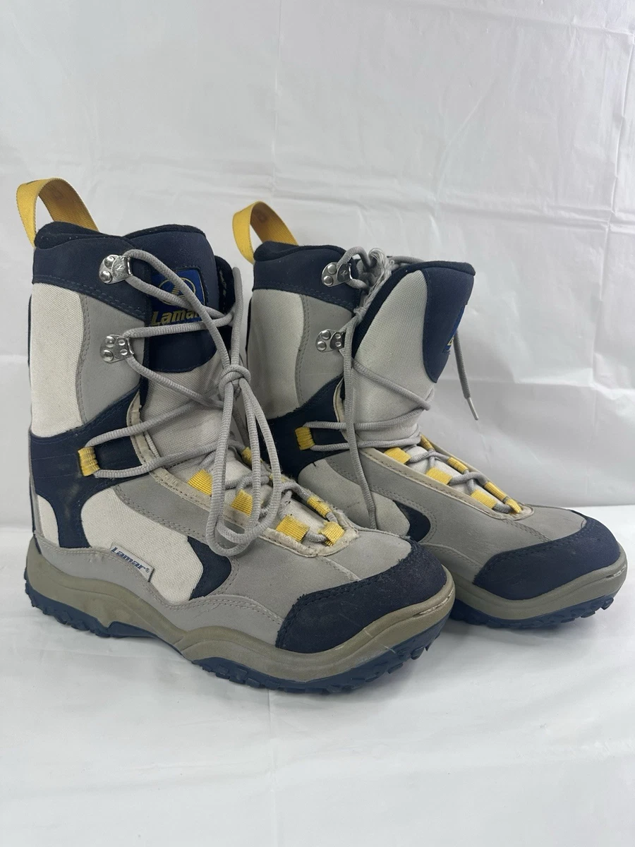 Lamar Retro Snowboard Boots Universe Adult W10 M8.5 Tan Gray Lace Up‎ Strap Vtg Lamar Retro Snowboard Boots Universe Adult W10 M8.5 Tan Gray  main image 4