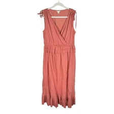 Caslon Maxi Dress Medium Pink Faux Wrap Ruffle Dobby Maxi Sleeveless Sundress