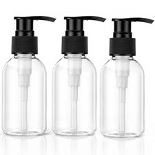 3 Pack 3.4oz 100ml Empty Pump Bottles Jansburg Clear Lotion Dispensers