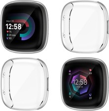 4-Pack Screen Protector Case Compatible with Fitbit Sense 2/Versa 4, Soft TPU Pl