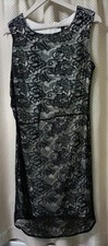 Mango 14 Large fine Chantilly black Lace Dress  Party Occasion Cocktail wedding