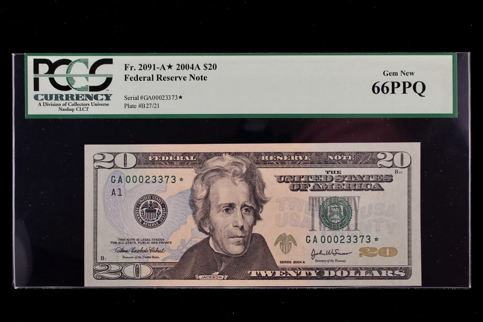 $20 2004A Star PCGS 66PPQ Federal Reserve Note GA00023373* Single Run, Boston - Image 2 of 4