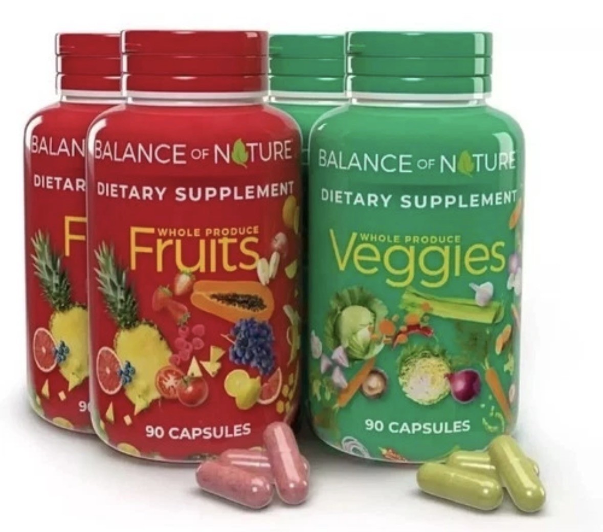 2 Packs Fruits and Veggies Supplements 180 Fruit and 180 Veggies Capsules 02/27