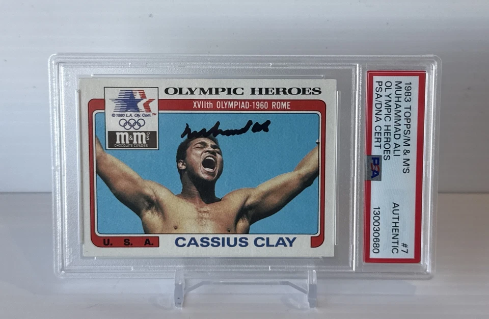 1983 Topps M&M's Olympic Heroes #7 Cassius Clay Muhammad Ali Boxing Auto PSA/DNA - Image 2 of 3