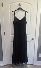 Vintage Xscape Black  Dress Maxi Gown Bead Sheer Chiffon Size 20W Formal