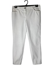 Escada Pants Women Medium White Tapered Ankle Luxury Preppy Career Casual