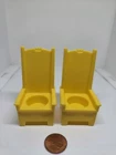 Vintage Fisher Price little people 2 tall yellow castle thrones KING/QUEEN