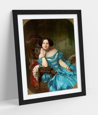 GRÄFIN DER VILCHEN, FEDERICO MADRAZO - GERAHMTER WANDBILD PAPIERDRUCK POSTER