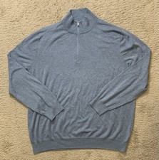 Brooks Brothers Sweater Mens 2XL Blue Supima Cotton 1/4 Zip Mock Neck Pullover