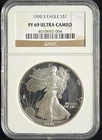 1990 American Silver Eagle PF69 Ultra Cameo NGC Brown Label