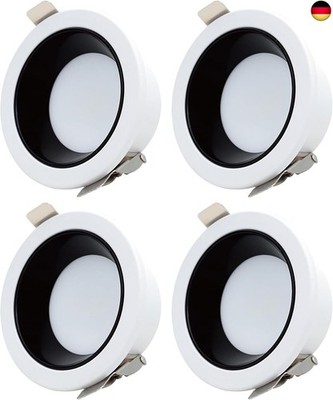 EACLL Set of 4 LED Recessed Spotlights, Flat 230 V, Prevents Glare Downlight,