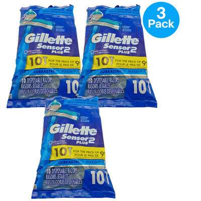 Gillette Sensor2 Plus Disposable Razors 10 ct 3 Pack New