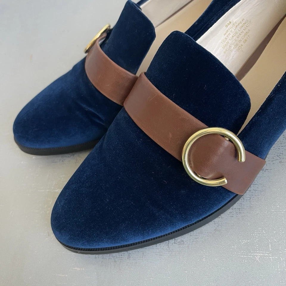 Nine West Women's Velvet Flat Loafer Comfort Slip On Shoes Blue 9 M Holidays - Image 4 of 4