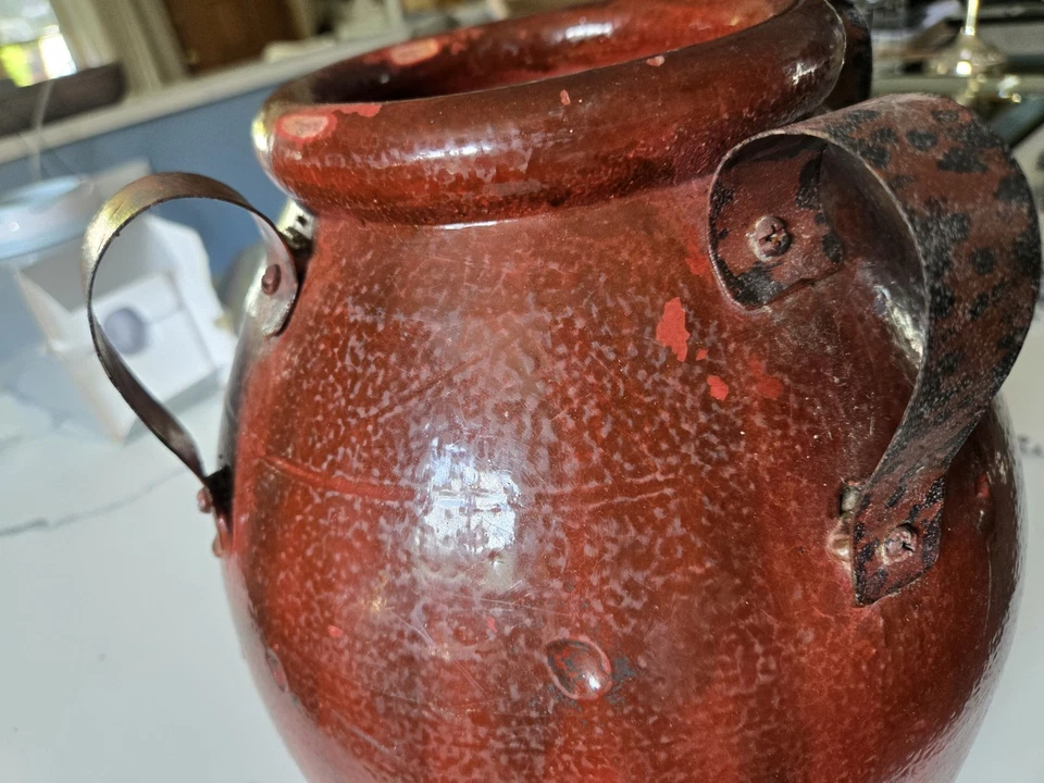 RAR Michael Aram großer glasierter Terrakotta Confit Topf mit Griffen bräunlich rot - Bild 4 von 4