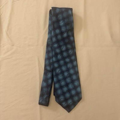 Altea Milano Men's 100% Silk Tie Blue Black Geometric Pattern Classic Style