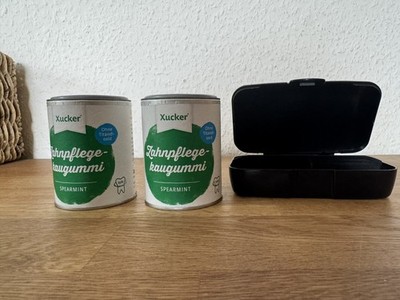 2 Xucker Zahnpflege-Kaugummi Spearmint  ca.67 Kaugummis / 100 g MHD 02/2020 +Box