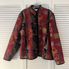 Coldwater Creek Vintage Brocade Jacquard abstract print jacket size XL, retro