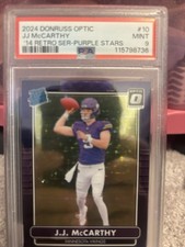 2024 PANINI DONRUSS OPTIC 2014 RETRO SERIES PURPLE STAR JJ MCCARTHY RC /25 PSA 9