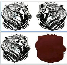 Pair New Custom Cobra Mustang Emblem - 3d Badge - Gt Dark Horse Angry - Chrome.