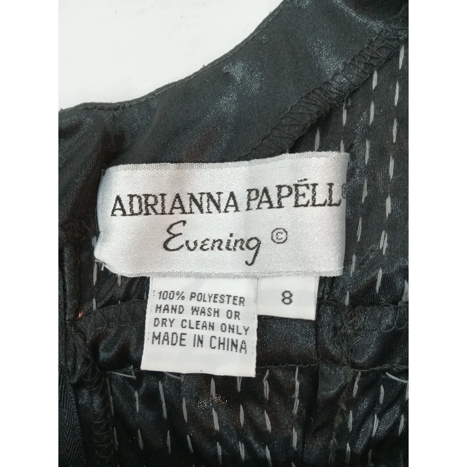 Vestido de Noche Adrianna Papell Lentejuelas Cuello en V Sin Mangas Metálico Y2K Talla 8 Foto 3 de 4