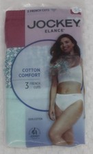 New 3pk JOCKEY covered waistband 100 cotton FRENCH CUT DARK ROSE green white 5