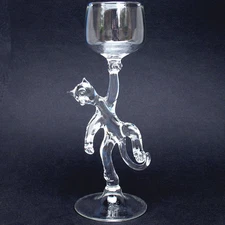 Cat Kitten Wine Goblet Toasting Glass Blown Crystal 