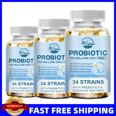 Digestive Enzymes + Probiotics Capsules - Gut Health Support & Relief Bloating