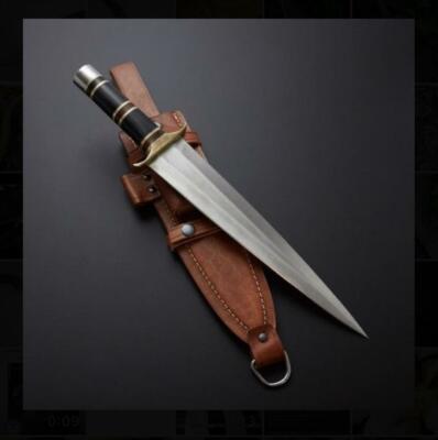 BEAUTIFUL CUSTOM HANDMADE 15'' HIGH CARBON STEEL HUNTING DAGGER WITH SHEATH