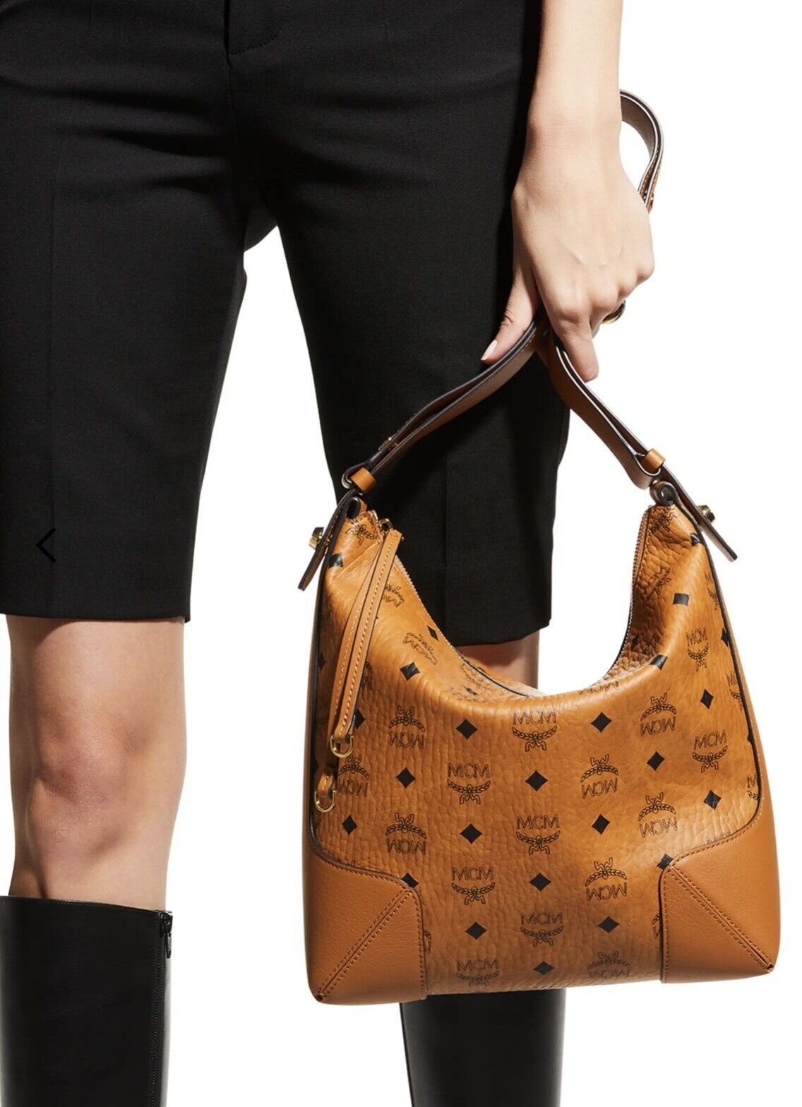 MCM Aren Hobo Bag Medium Beige Leather for sale online | eBay