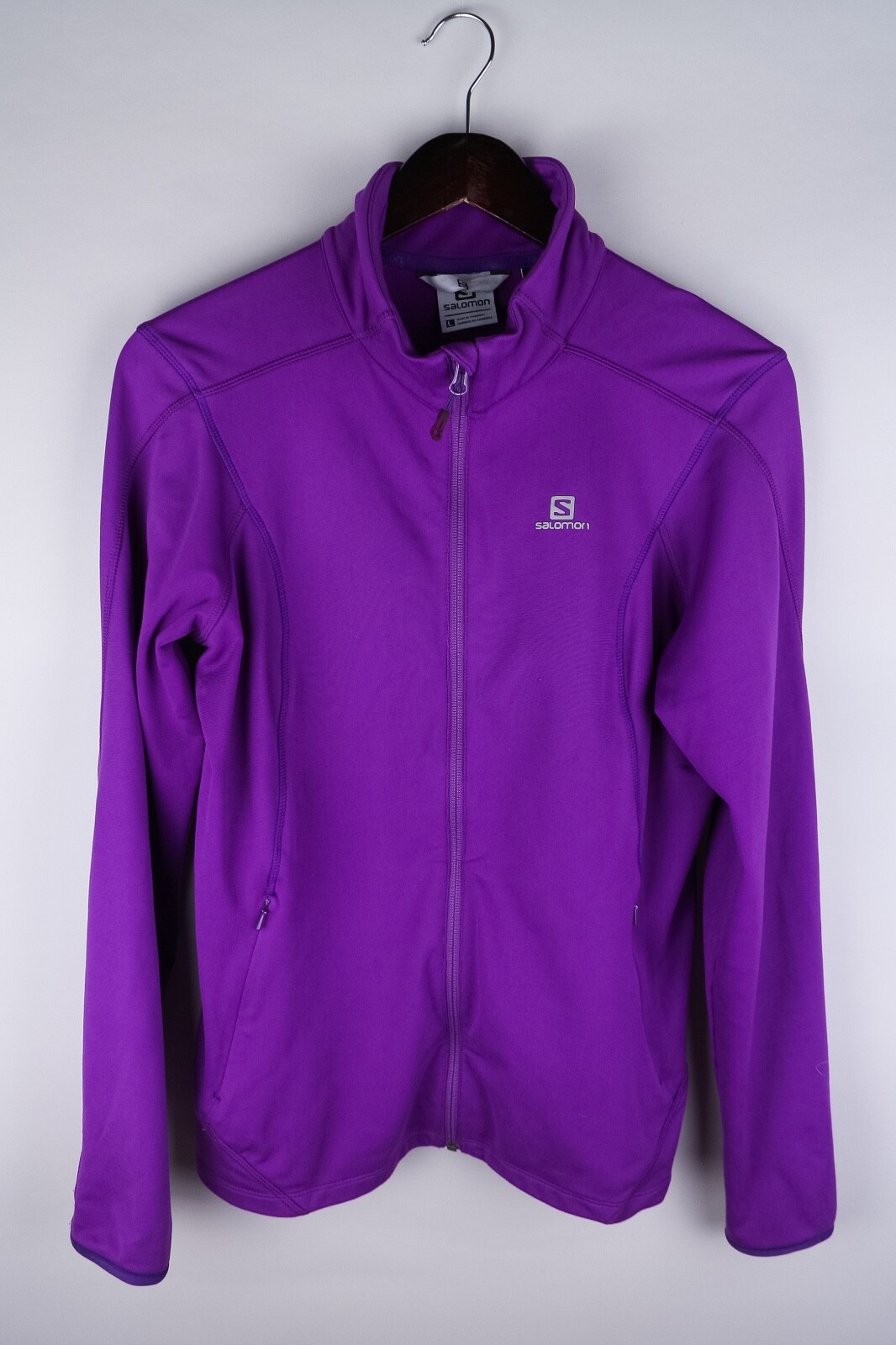 Salomon Acti Therm Donna Track Jacket Activewear Stretch Zip Intera Viola taglia L