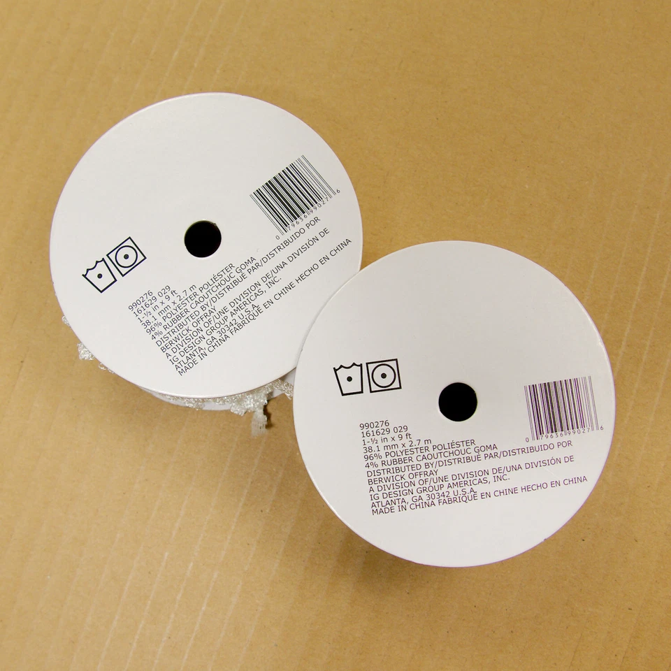 Simplicity White Knit Elastic Stretch Ribbon 1.5" Headband Mesh Trim Spools 2pk - Image 2 of 4