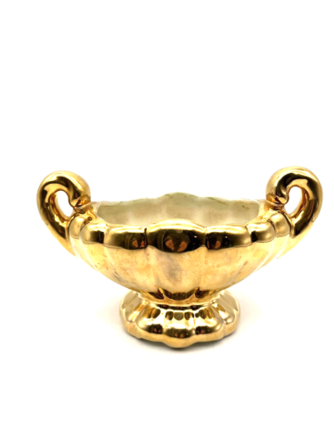 VTG MCM Swetye Pottery Salem OH 22K Gold Planter Bowl- Centerpiece 9"L x 5.25"H - Picture 1 of 14