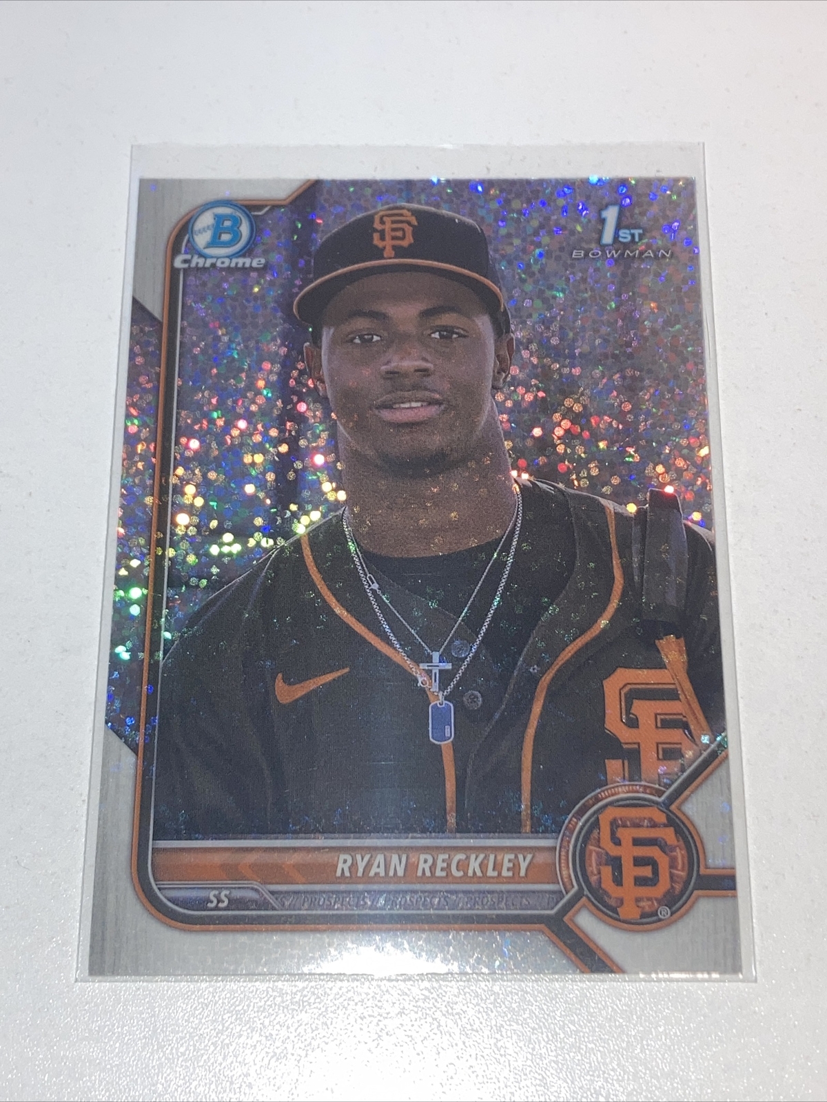2022 Bowman Chrome Ryan Reckley #BCP-163 1st Speckle Refractor /299 Giants RC
