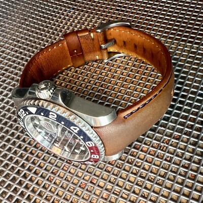 21mm BROWN Leather curved Strap 41mm Rolex Submariner 42mm Explorer II BLUE