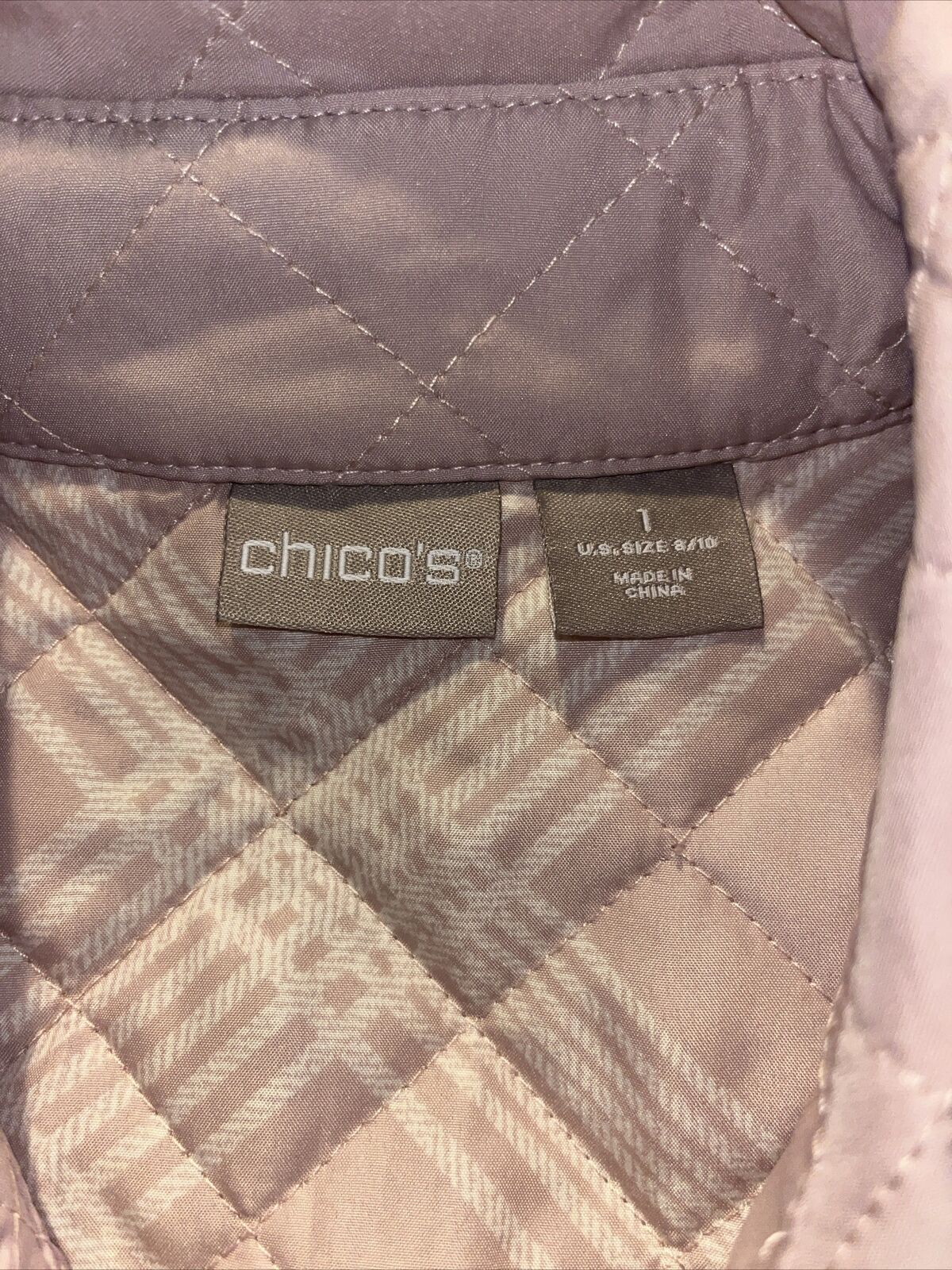 Chico’s Dusty Pink Quilted Collared Button Front … - image 2